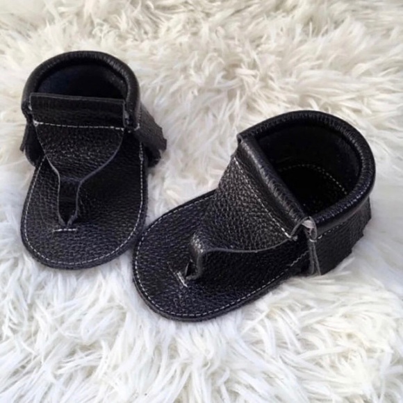 Real leather sandal Moccasins-black - Picture 1 of 2